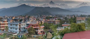 Pokhara with Machapuchare in the distance