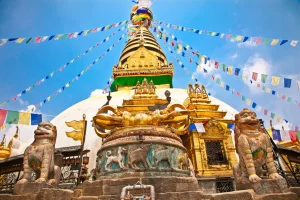 Stupa in de apentempel van Swayambhunath