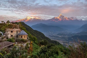Zonsopgang in Pokhara Nepal